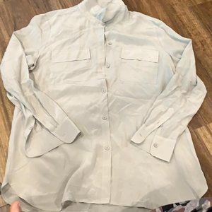 SAGE SILK BUTTON UP TOP